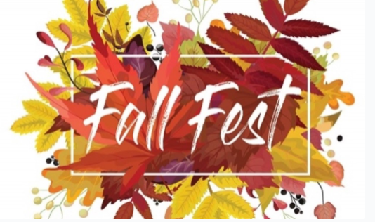 An artwork of orange and yellow leaves with the words 